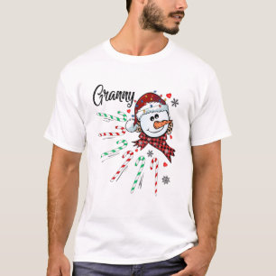 Granny Snowman Candy Cane Christmas Xmas Funny T-Shirt
