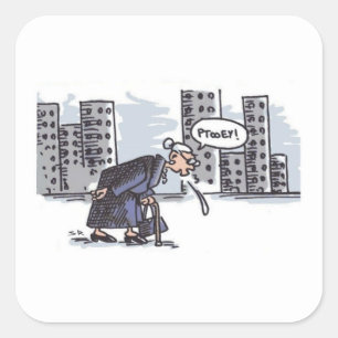 Granny Spitting! city w word square large stickers
