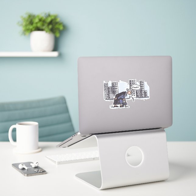 Granny Spitting! contour sticker (Laptop On Desk)