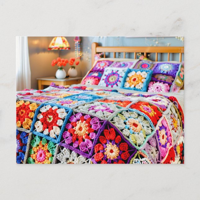 Granny Square Crochet Art Postcard (Front)