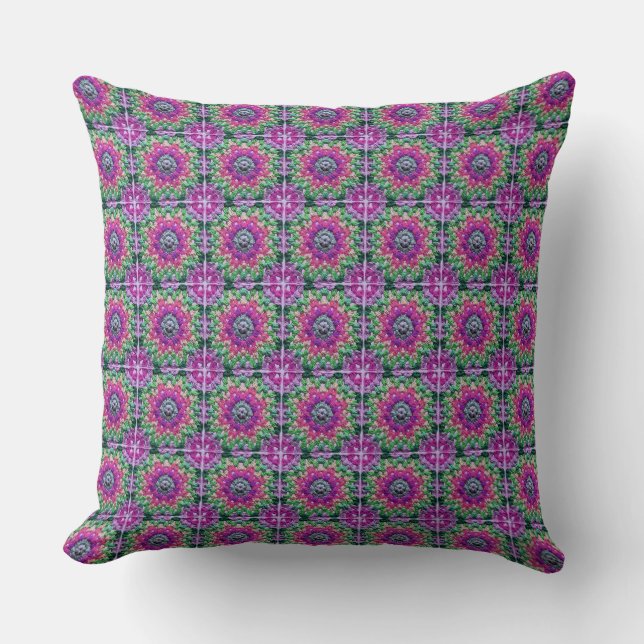  Granny Square Crochet Pattern Seventies Retro Blu Cushion (Front)