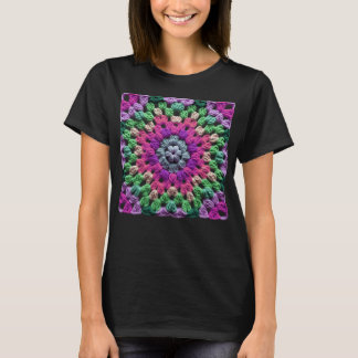 Granny Square Crochet Pattern Seventies Retro Blu T-Shirt