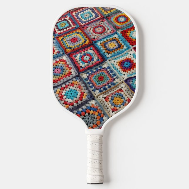 Granny Square Crocheted Quilt  Pickleball Paddle (Front)