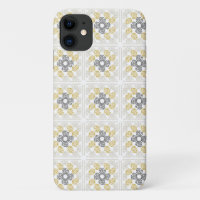 Granny square sketch design yellow gray