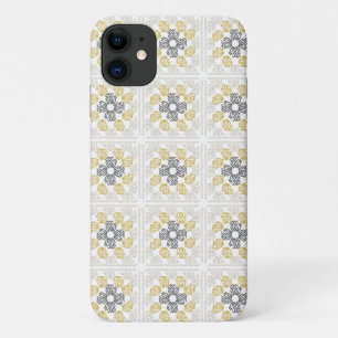 Granny square sketch design yellow grey Case-Mate iPhone case