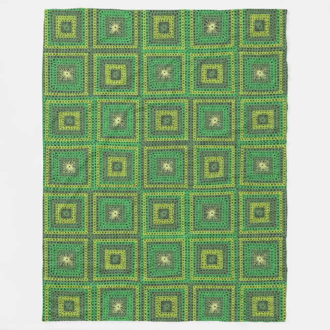Granny Squares Green Fleece Blanket (Front)
