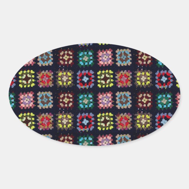 Granny squares oval sticker (Front)