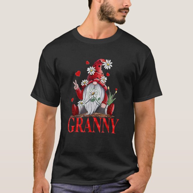 Granny Valentine Gnome Hippie Beetle Daisy Flower  T-Shirt (Front)