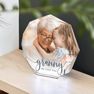 Granny We Love You   Grandma Script Overlay Photo Block
