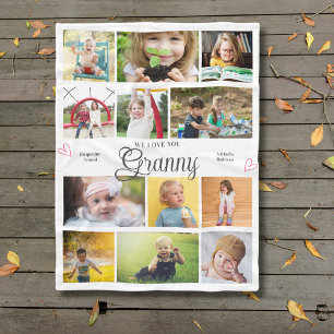 Granny We Love You Personalised Hearts Fleece Blanket