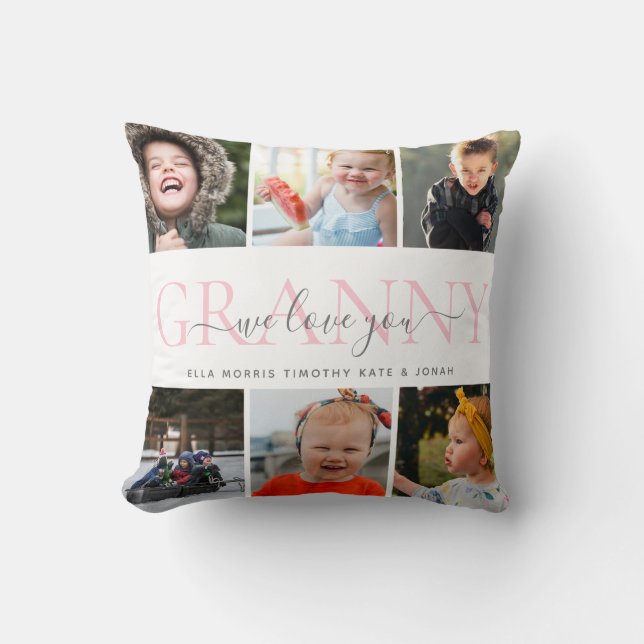 Granny We Love You  Photo Collage Message Cushion (Front)