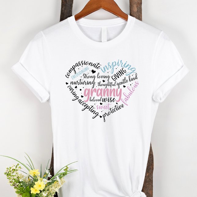 Granny Word Cloud Pink Heart Grandma T-Shirt (Creator Uploaded)