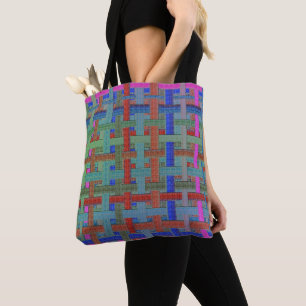 Grannys coloured 'plaid' in burlap or canvas aspec tote bag