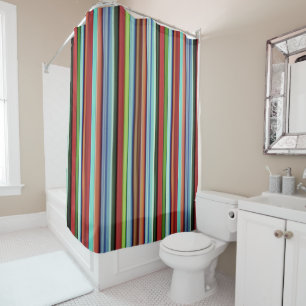 Granny's colourful stripes, with soft rough aspect shower curtain