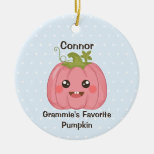 Granny's Favorite Pumpkin Custom Grandchild Name Ceramic Tree Decoration