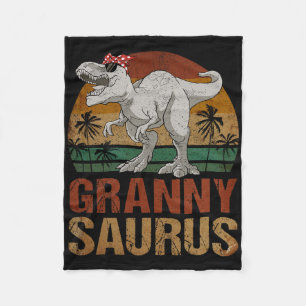Grannysaurus T Rex Dinosaur Granny Saurus Retro Mo Fleece Blanket