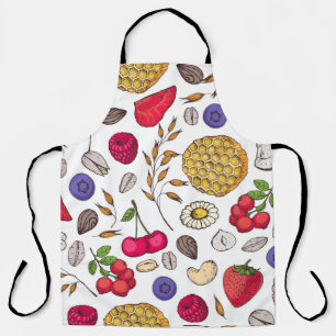 Granola,  muesli seamless pattern. Oat flakes hand Apron