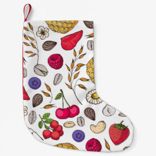 Granola,  muesli seamless pattern. Oat flakes hand Small Christmas Stocking