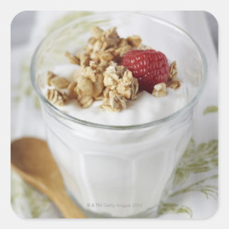Granola, Oats, Toasted, Fruit, Berry, Raspberry, Square Sticker