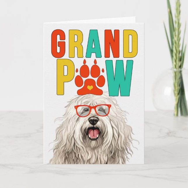 GranPAW Komondor DOG Funny Grandparents Day Holiday Card (Front)