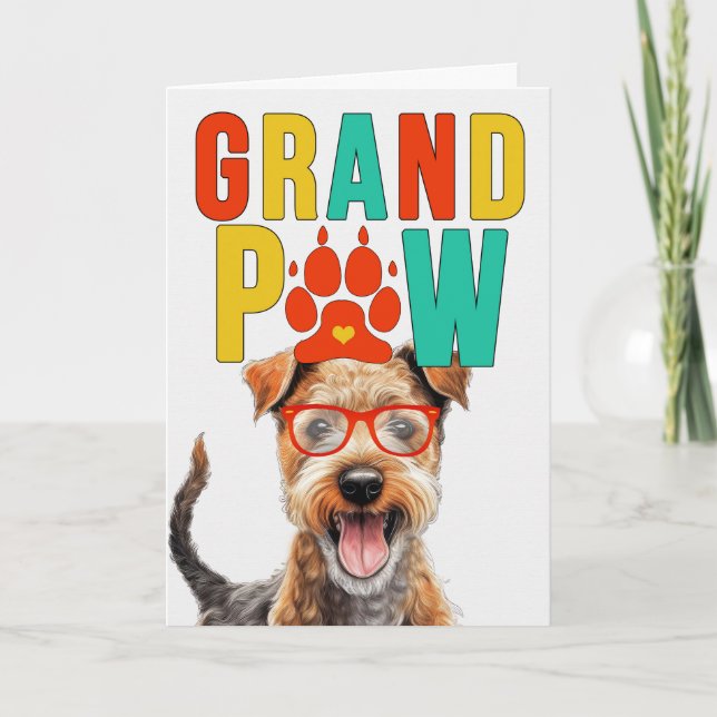 GranPAW Lakeland Terrier Funny Grandparents Day Holiday Card (Front)