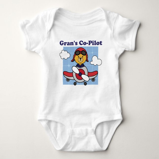 Gran's Co-Pilot - Cute Aeroplane Baby Bodysuit (Front)