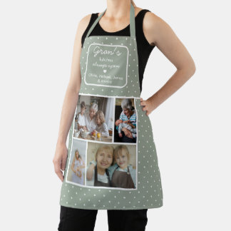 Gran's Kitchen Always Open Sage Green Photo Apron