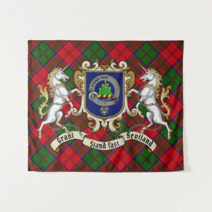 Grant Clan Badge & Unicorns w/Tartan Tapestry