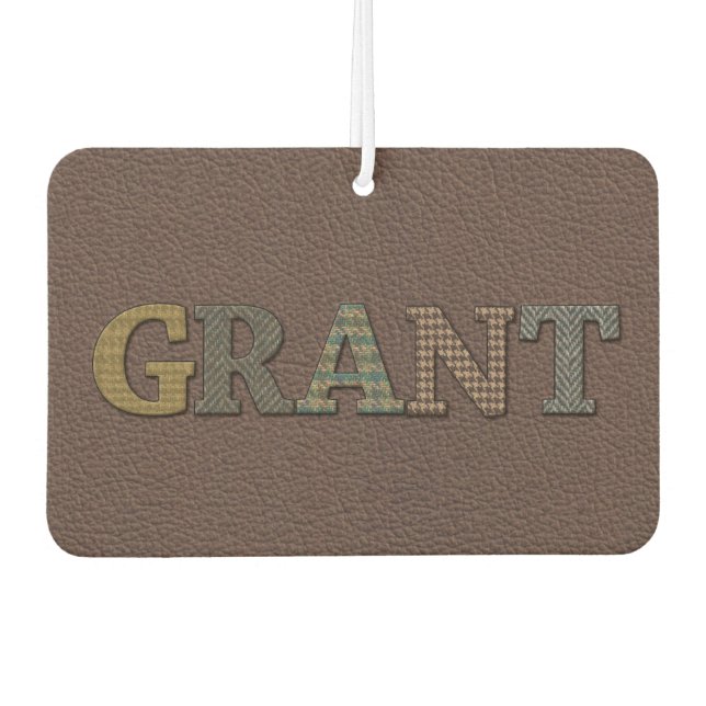 Grant Oxford Tweed Leather Design Car Air Freshener (Front)