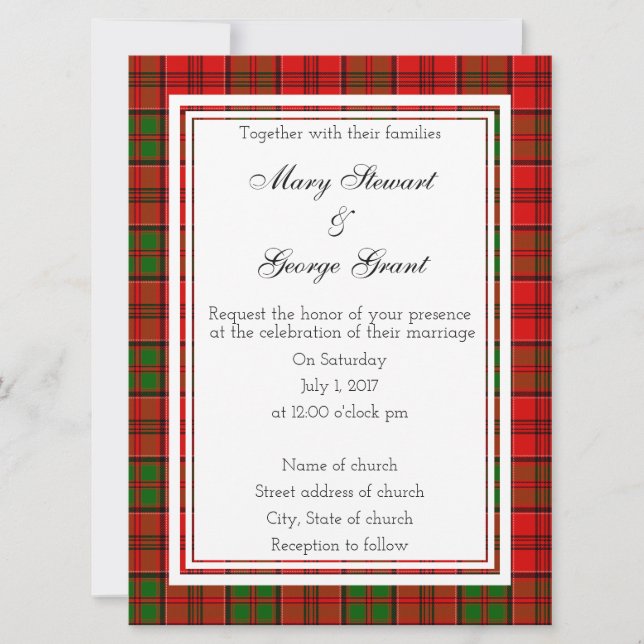 Grant Scottish Wedding Invitation (Front)