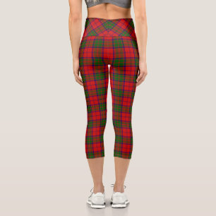 Grant tartan red green plaid capri leggings