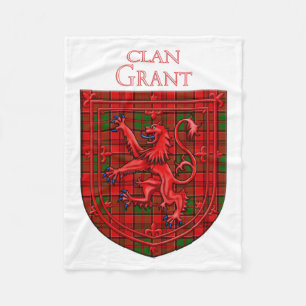 Grant Tartan Scottish Plaid Lion Rampant Fleece Blanket