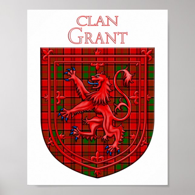 Grant Tartan Scottish Plaid Lion Rampant Poster (Front)