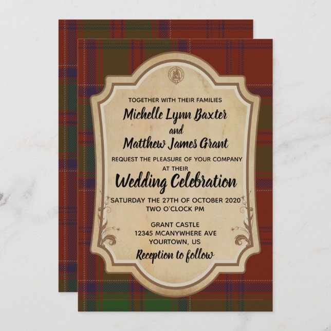 Grant Tartan Wedding Invitation (Front/Back)