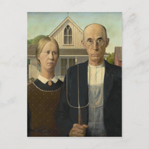 GRANT WOOD - American gothic 1930 Postcard