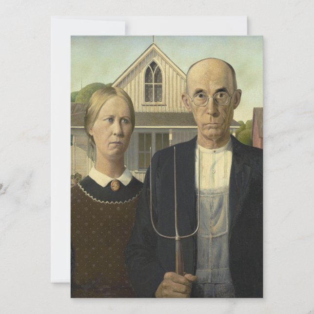 Grant Wood - American Gothic Holiday Card (Front)
