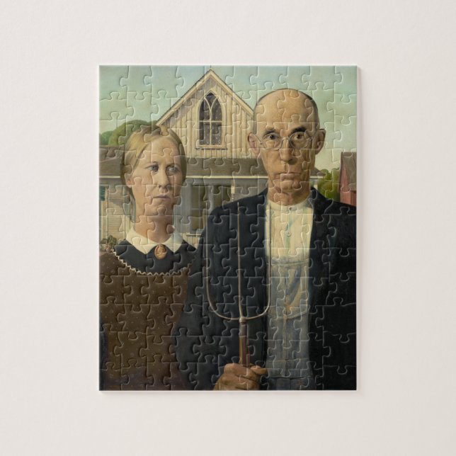 Grant Wood - American Gothic Jigsaw Puzzle (Vertical)