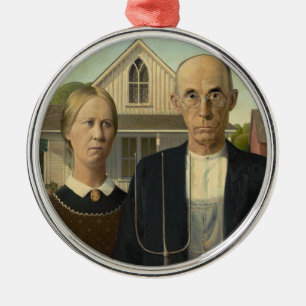 Grant Wood - American Gothic Metal Tree Decoration