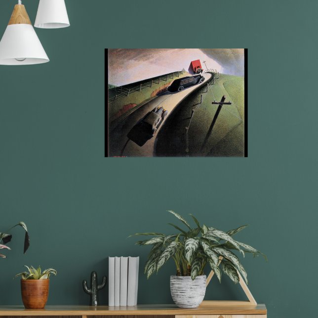 Grant Wood artwork, Death on the Ridge Road, Poster (Living Room 1)
