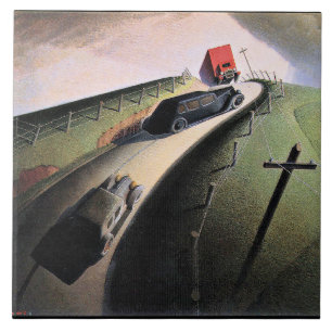 Grant Wood artwork, Death on the Ridge Road Tile