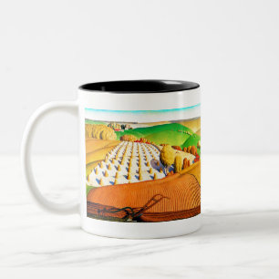 Grant Wood Fall Ploughing Two-Tone Coffee Mug
