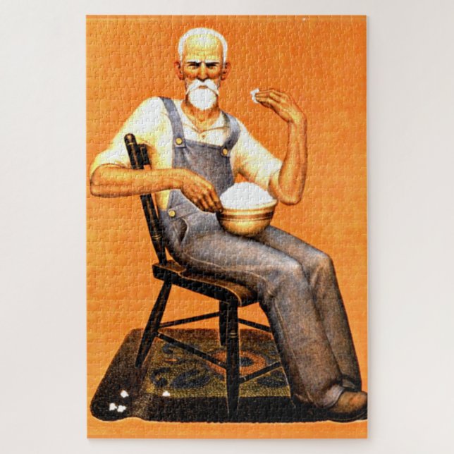 Grant Wood - Grandpa eating popcorn Jigsaw Puzzle (Vertical)