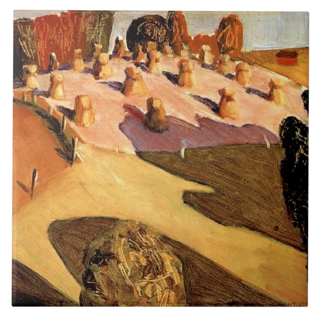 Grant Wood, Iowa View, famous painting Tile (Front)