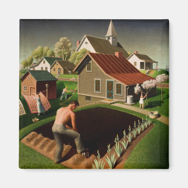Grant Wood Spring in Town (1941) Magnet (Front)