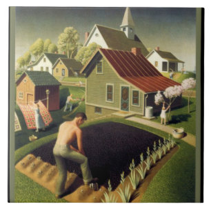 Grant Wood - Spring in Town, famous painting, Tile
