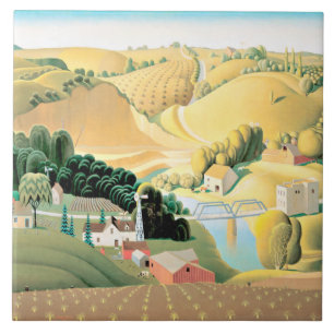 Grant Wood - Stone City, Iowa Tile