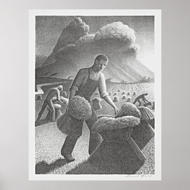Grant Wood's Approaching Storm: Retro Elegance Poster (Front)