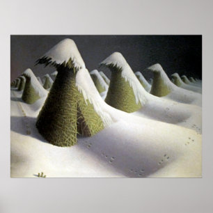  Grant Wood's Winter Silence, Timeless Fields Poster
