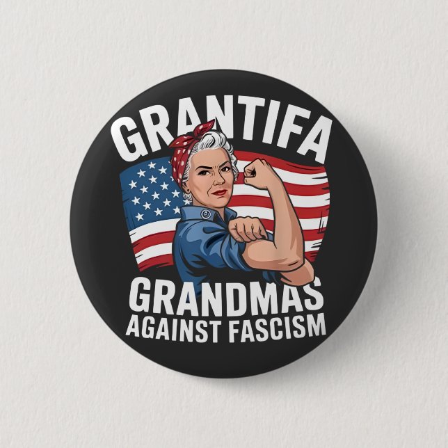 Grantifa Grandma Against Facism No King USA  6 Cm Round Badge (Front)