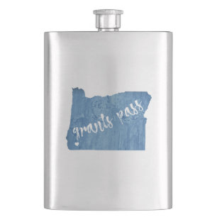 Grants Pass Oregon Wood Grain Hip Flask